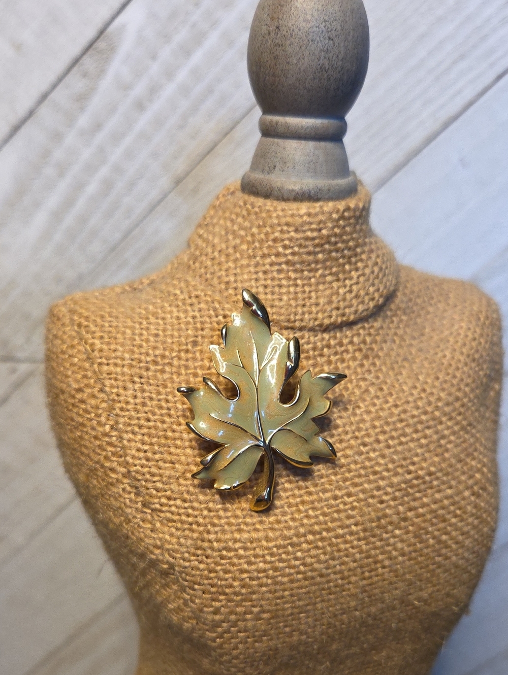 Vintage D'Orlan Enamel Maple Leaf Brooch Pin